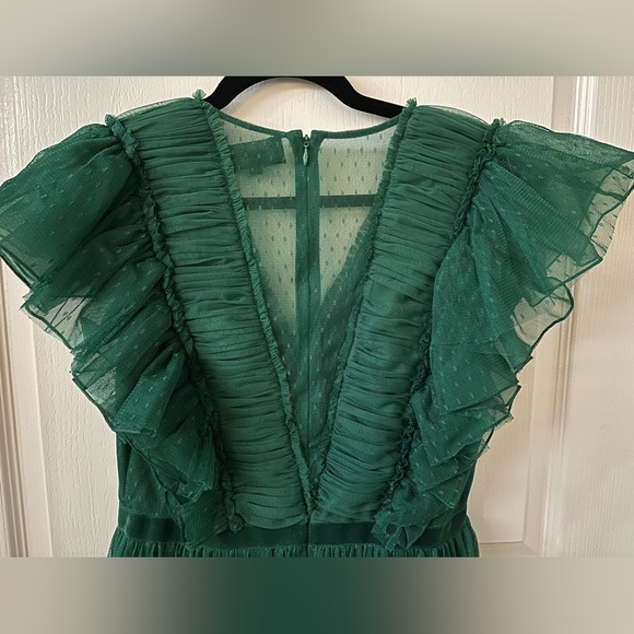 NWT Anthropologie Geisha Designs Tiered Tulle Mini Dress in Green | Size 6 - Picture 2 of 8